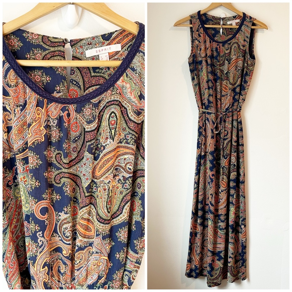 Esprit Paisley Maxi Dress - Navy and Orange